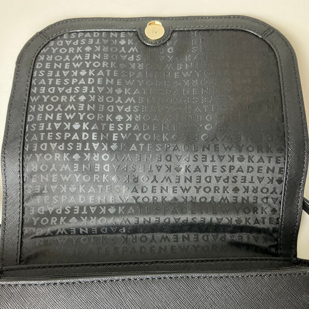 Kate Spade Purse Black Textured Leather Monster Face Crossbody Handbag Carsen - Picture 7 of 10